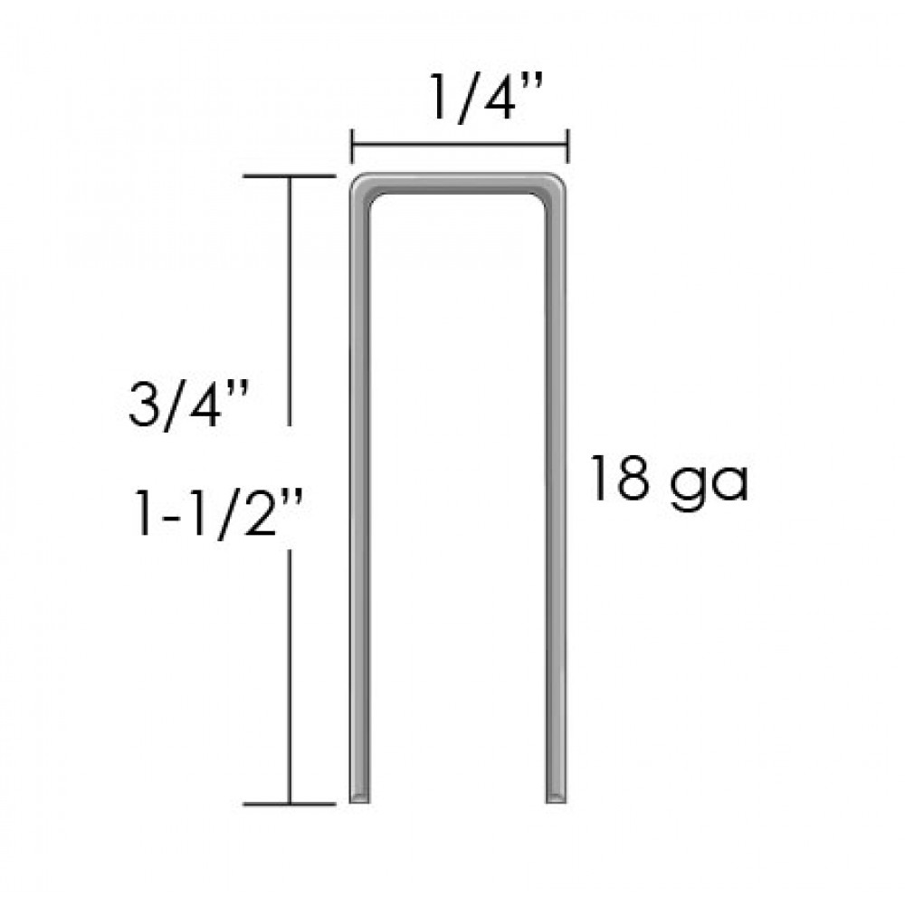 1/4" Crown 18 Ga Staple Nail J19 & J38 5000/box 1/4" Crown 18 Ga Staple Nail J19 & J38 5000/box