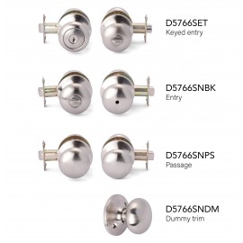 Amdecor D5766 Tubular Door Knob Lock Entry Passage Bath Dummy Lockset SN ORB